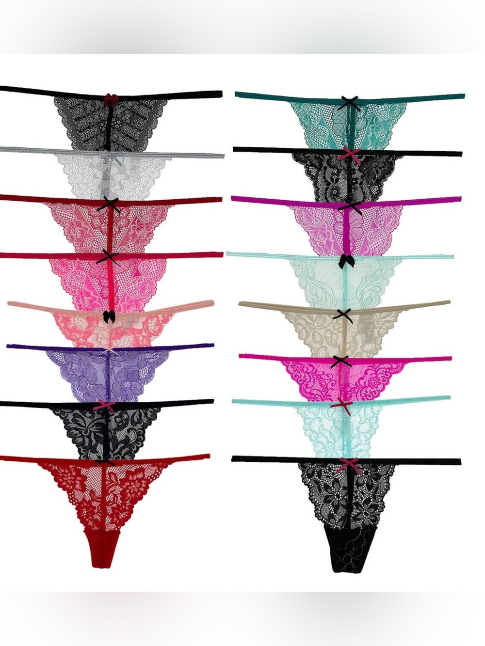 COLOROSES Sexy Lace G-String Panties Women's US Size M Multi Color 6 Pack